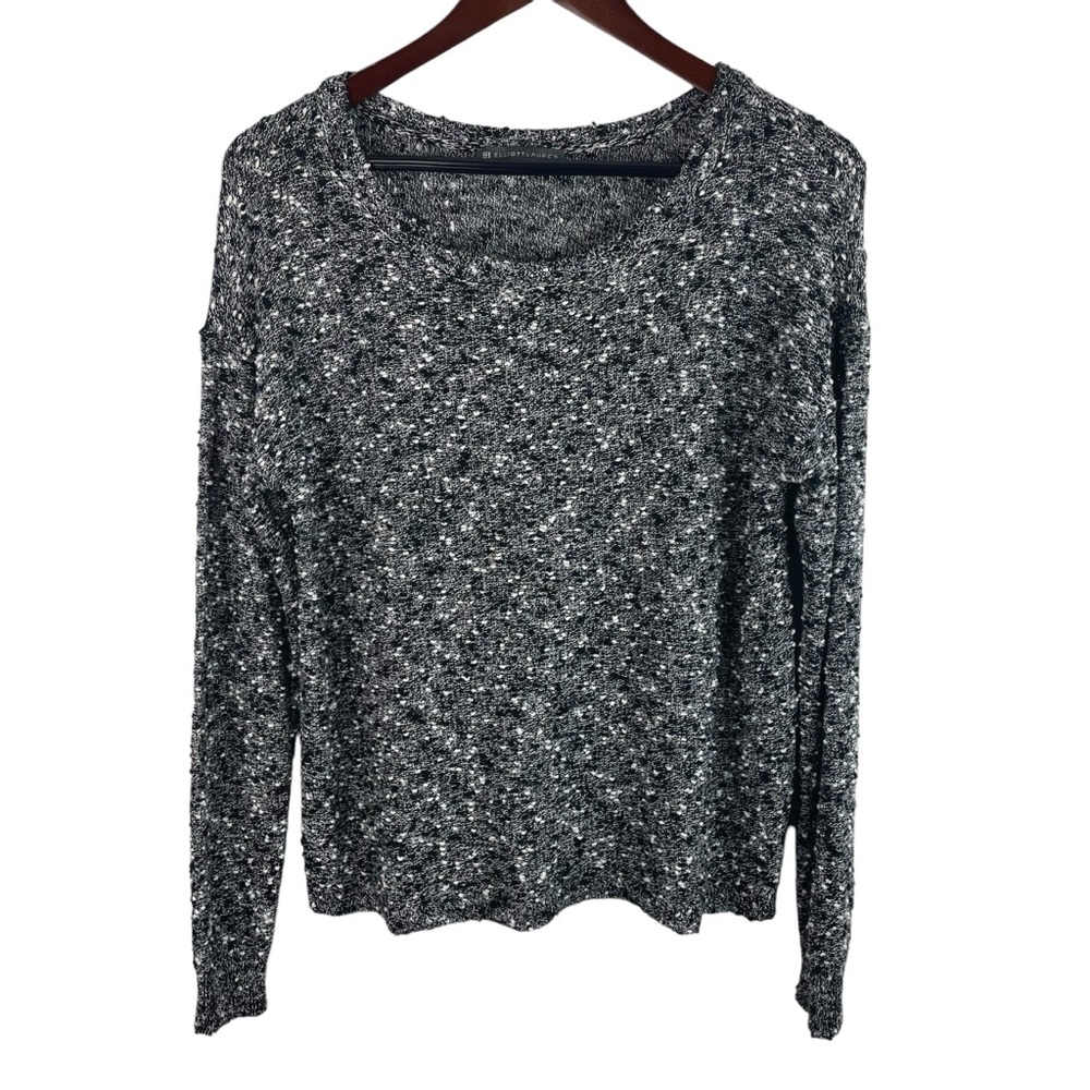 Elliott Lauren | Black White Textured Pullover Lightweight Sweater